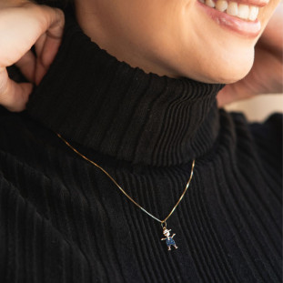 Pingente de Ouro 18k Menino com Pedras Zircônias Azul