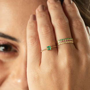Anel de Ouro 18k Feminino com Pedra