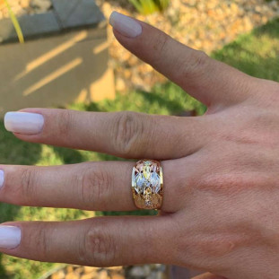 Anel de Ouro 18k Tricolor Feminino Giardino