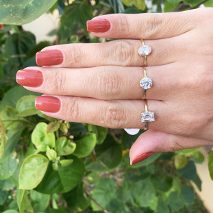Anel de Ouro 18k Feminino Pedra Baguete