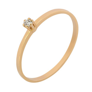 Anel de Ouro 18k Solitário com Diamante 3.0mm