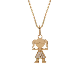 Pingente Menina de Ouro 18k com Zircônia