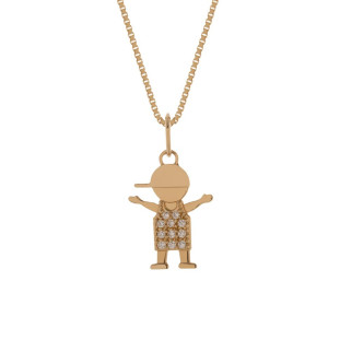 Pingente Menino Ouro 18k com Zircônia