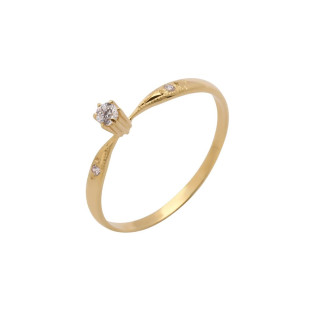 Anel de Ouro 18k Solitaire com 3 Diamantes