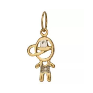 Pingente Menino Ouro 18k com detalhes em Ouro Branco