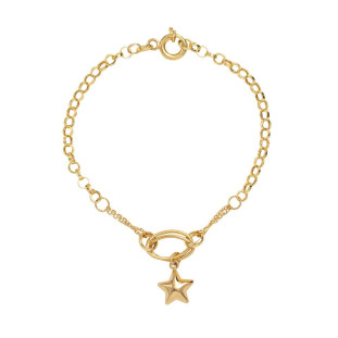 Pulseira de Ouro 18k Portuguesa Feminina com Estrela Stella