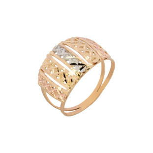 Anel de Ouro 18k Feminino Circondato Tricolor 