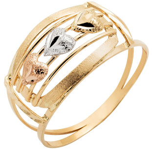 Anel de Ouro 18k Tricolor Feminino 