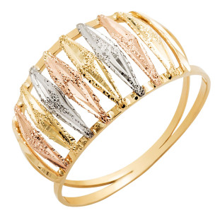 Anel de Ouro 18k Tricolor Feminino 