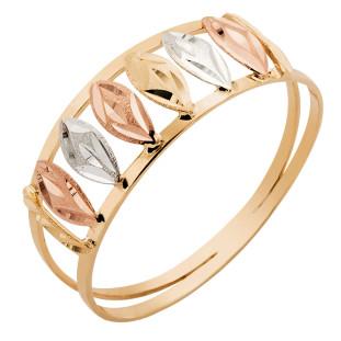 Anel de Ouro 18k Tricolor Feminino 