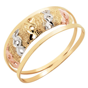 Anel de Ouro 18k Tricolor Feminino 