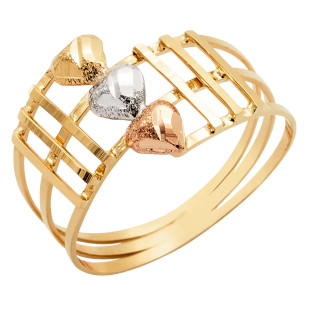 Anel de Ouro 18k Tricolor Feminino Três Amores