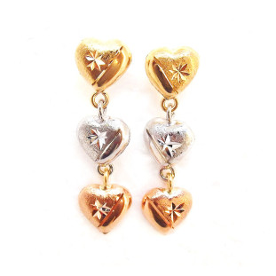 Brinco Ouro 3 Cores Colored Hearts