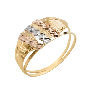 Anel de Ouro 18k Feminino Tricolor Welle