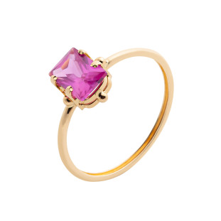 Anel de Ouro 18k Com Pedra Turmalina Rosa