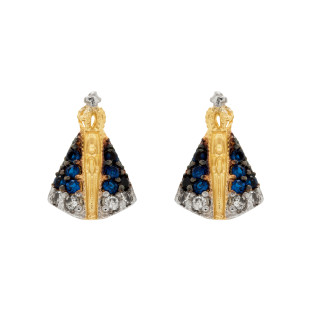 Brinco de Ouro 18k Feminino Nossa Senhora Pequeno