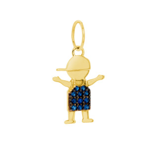 Pingente Menino Ouro 18k e Zircônia Azul