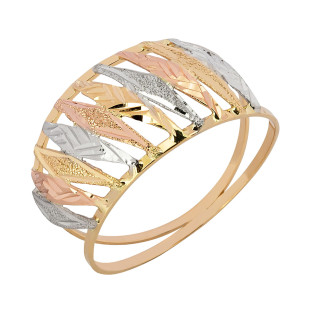 Anel de Ouro 18k Feminino Tricolor Diagonale