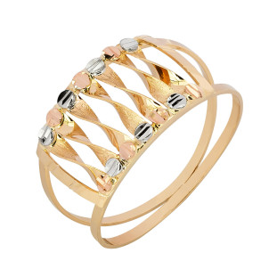 Anel de Ouro 18k Feminino Tricolor Intrecciato