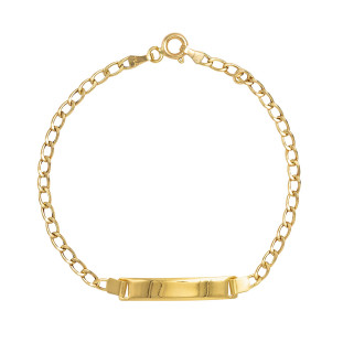 Pulseira de Ouro 18k  com Plaquinha Infantil Fina 14cm