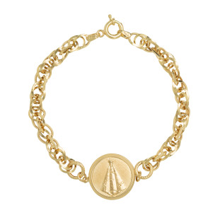 Pulseira Feminina Ouro 18k Nossa Senhora Grande