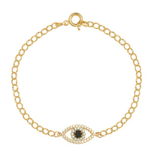 Pulseira de Ouro 18k Feminina Olho Grego com Pedras