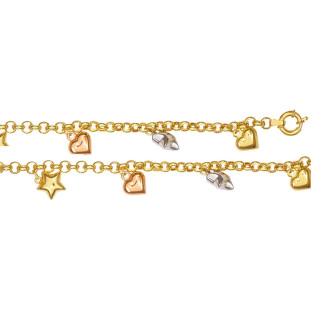 Pulseira de Ouro Berloques 18k Cuore Stellato