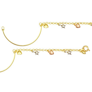 Pulseira em Ouro Berloques arco 18k Piccolo Cuore Stellato