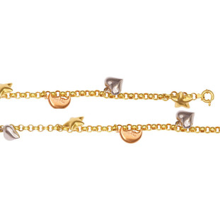 Pulseira de Ouro Berloques 18k Luna Stelle