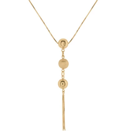 Corrente de Ouro 18k Veneziana + Pingente de Ouro 18k Bola