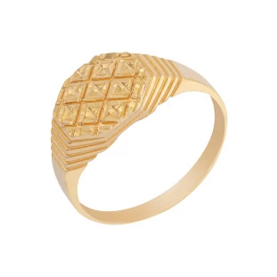 Anel de Ouro 18k Quadrado Bordado