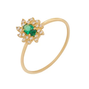 Anel Feminino de Ouro 18k com Pedras