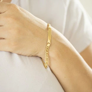 Pulseira Grumet de Ouro 18k com Chapa
