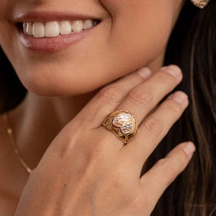 Anel de Ouro Coração 18k Golden Heart