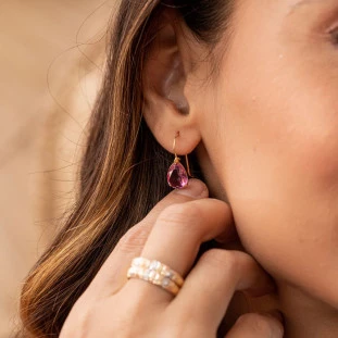 Brinco de Ouro 18k Feminino Furta Cor Rosa e Azul