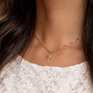 Pingente de Ouro 18k Coração Tricolor