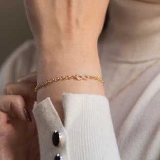 Pulseira Feminina Ouro 18k Infinito Pedras