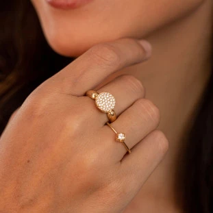 Anel Feminino de Ouro 18k Solitário Diamante 3mm
