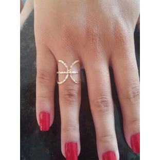 Anel de Ouro Vazado 18k Feminino Borboleta