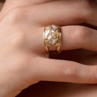 Anel de Ouro 18k Feminino Tricolor