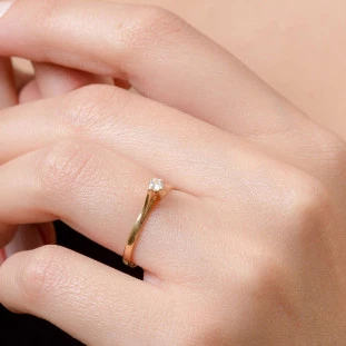 Anel de Ouro 18k Solitário Tazza Diamante de 3mm