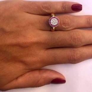 Anel de Ouro 18k com Zircônio Orchidea