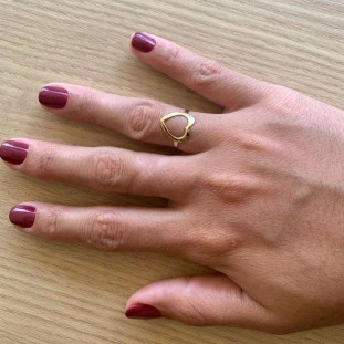 Anel de Ouro 18k Coração Vazado Médio