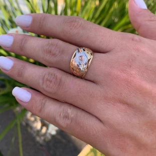 Anel de Ouro 18k Tricolor Feminino Buon Cuore