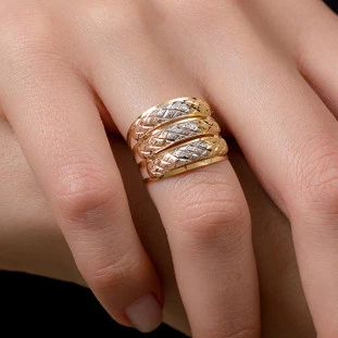 Anel de Ouro 18k Feminino Quattro Anelli