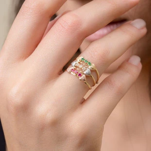 Anel de Ouro 18k Feminino Tricolor Amore del Cuore