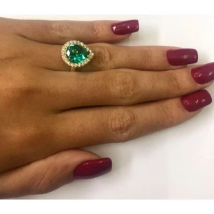Anel Ouro 18k Feminina Gota Com Zircônia