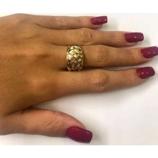 Anel Ouro Tricolor 18k Feminino Interlacciato