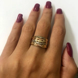 Anel Ouro 18k Tricolor Feminino Mattone