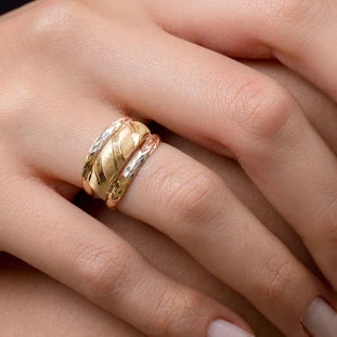 Anel de Ouro 18k Tricolor Feminino Miele